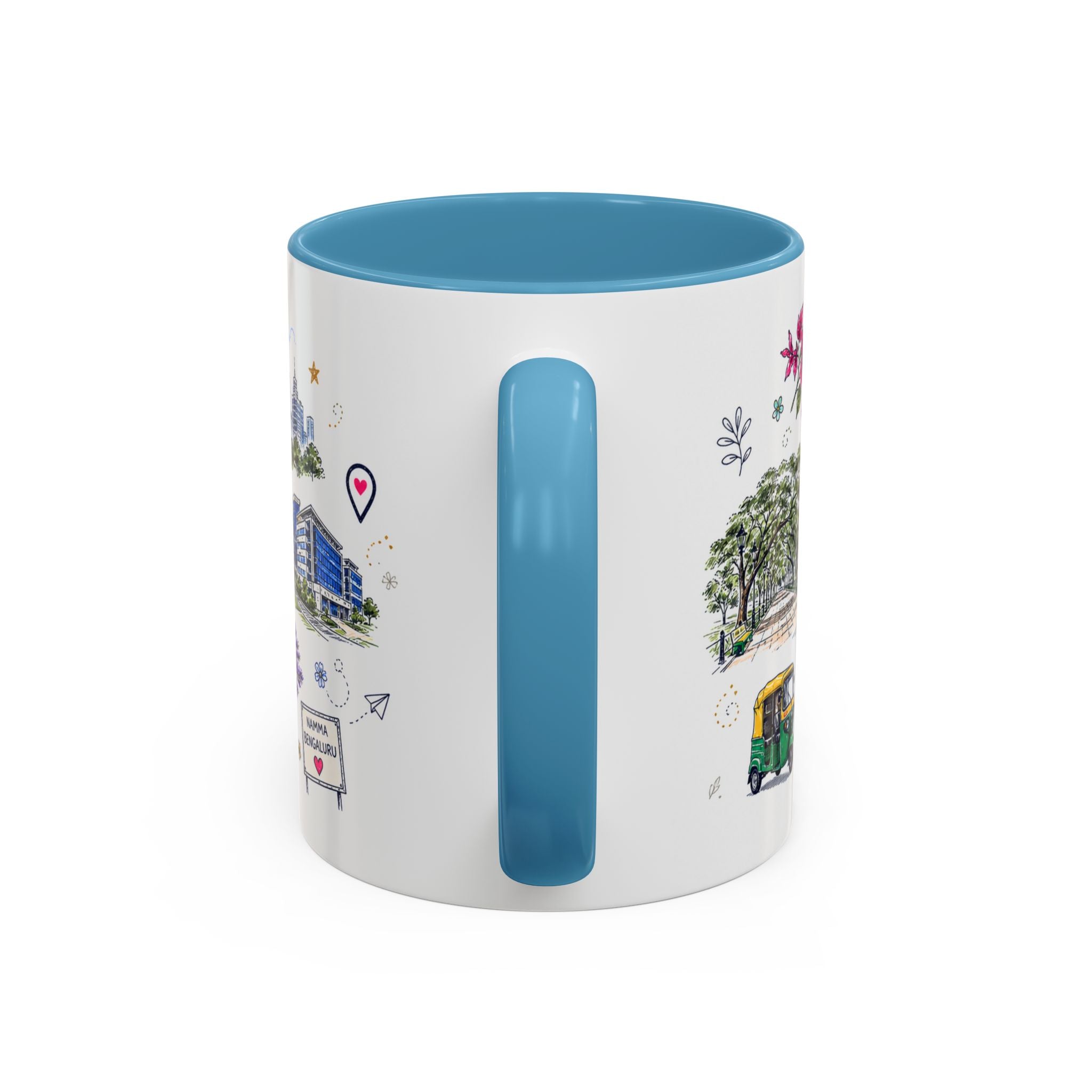 Bangalore Coffee Mug | India Souvenir Travel Gift | Accent Color Ceramic 11oz 15oz