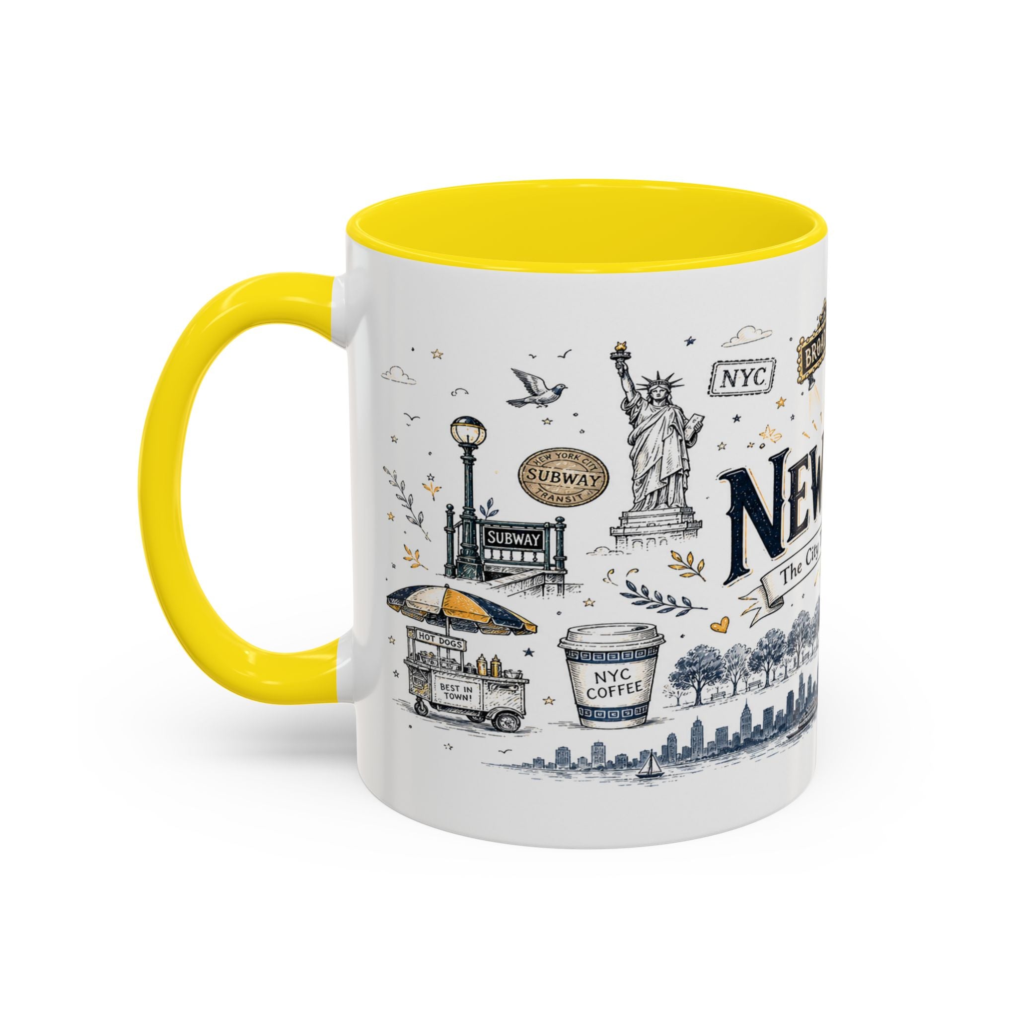 New York City Coffee Mug | New York Souvenir Travel Gift | Accent Color Ceramic 11oz 15oz
