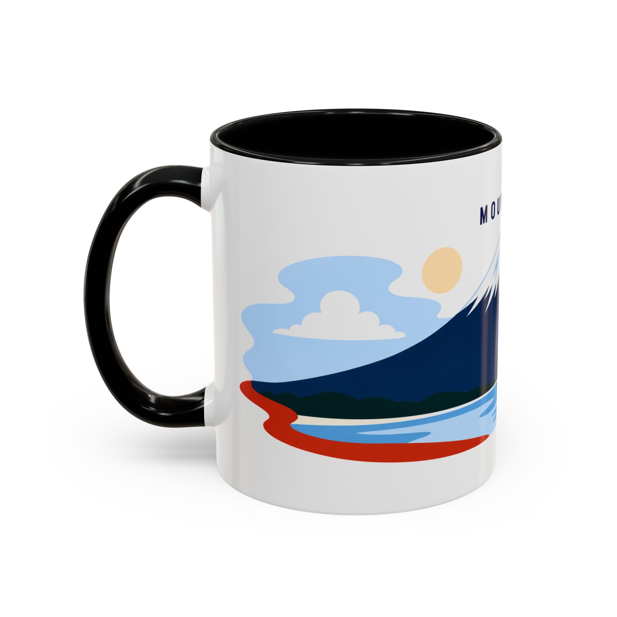 Mount Fuji Coffee Mug | Travel Destination Souvenir Gift | Accent Color Ceramic 11oz 15oz