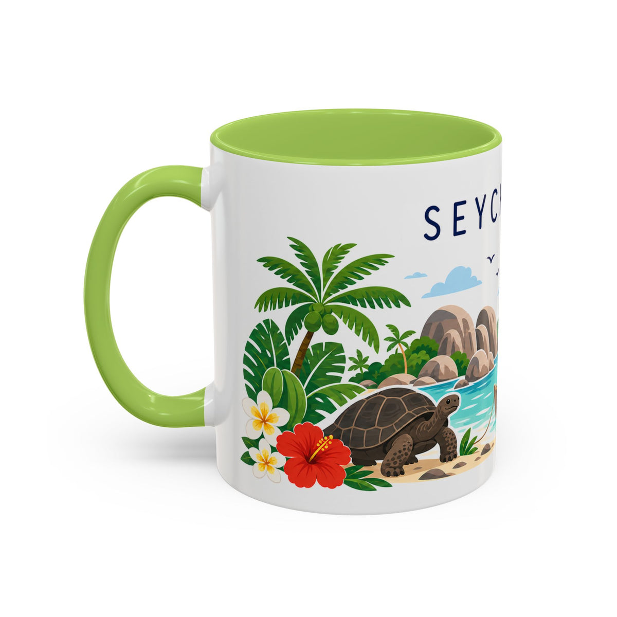 Seychelles Coffee Mug | Travel Destination Souvenir Gift | Accent Color Ceramic 11oz 15oz