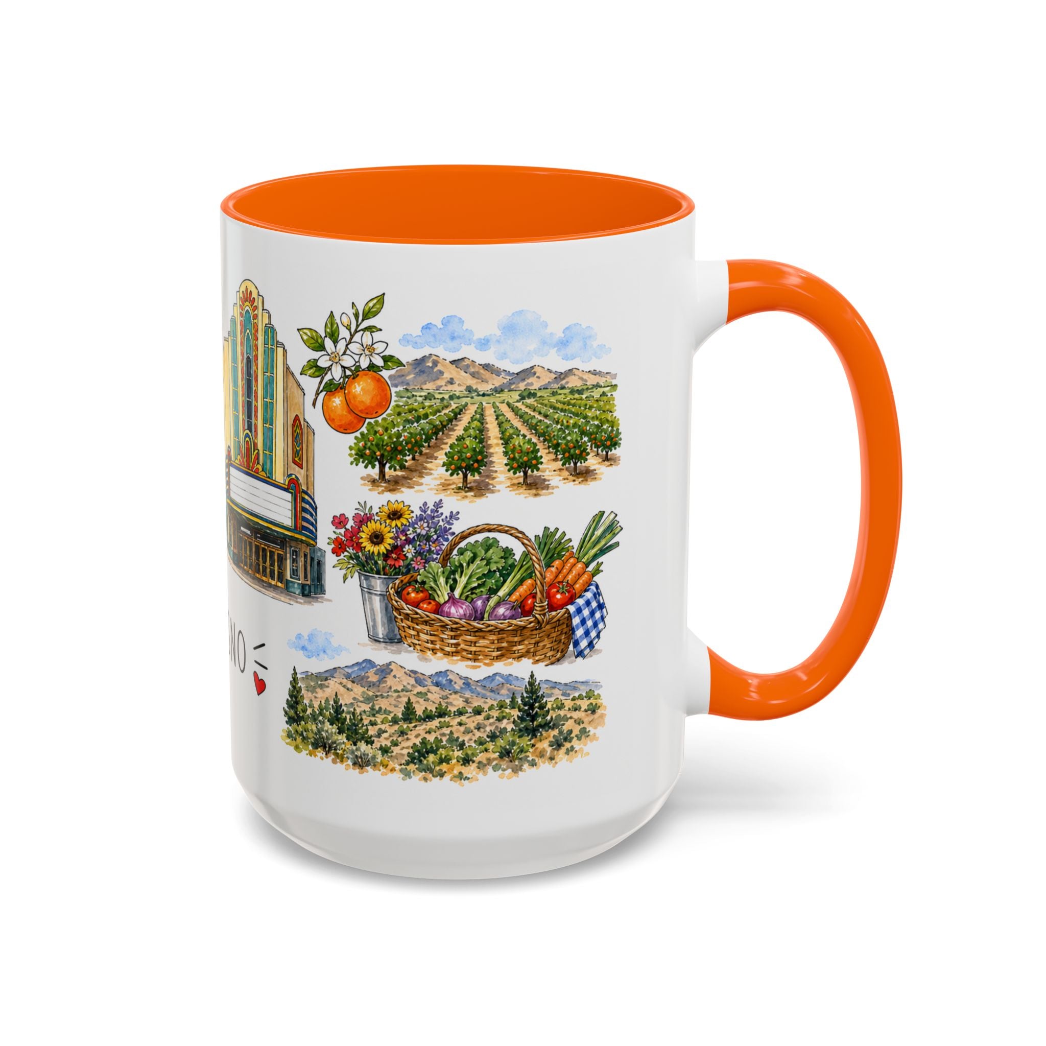 Fresno Illustrated Travel Mug | City Souvenir Accent Coffee Mug | 11oz 15oz Ceramic Cup