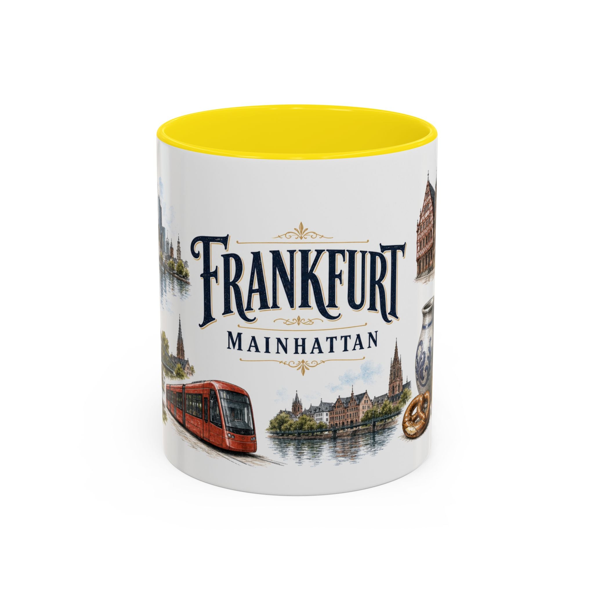 Frankfurt Coffee Mug | Germany Travel Souvenir | Vintage Illustrated City Gift | 11 oz 15 oz Accent Mug