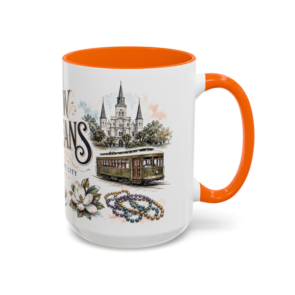 New Orleans Coffee Mug | United States Travel Souvenir | Vintage Illustrated City Gift | 11 oz 15 oz Accent Mug