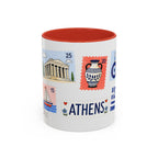 Athens Coffee Mug | Postage Stamp Collage Mug | Travel Souvenir Accent Cup 11oz 15oz