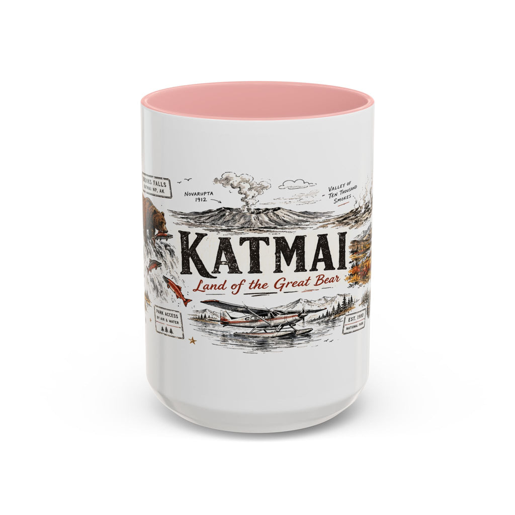 Katmai National Park Coffee Mug | Alaska Bear Watching Wildlife Gift | Accent Color Ceramic 11oz 15oz