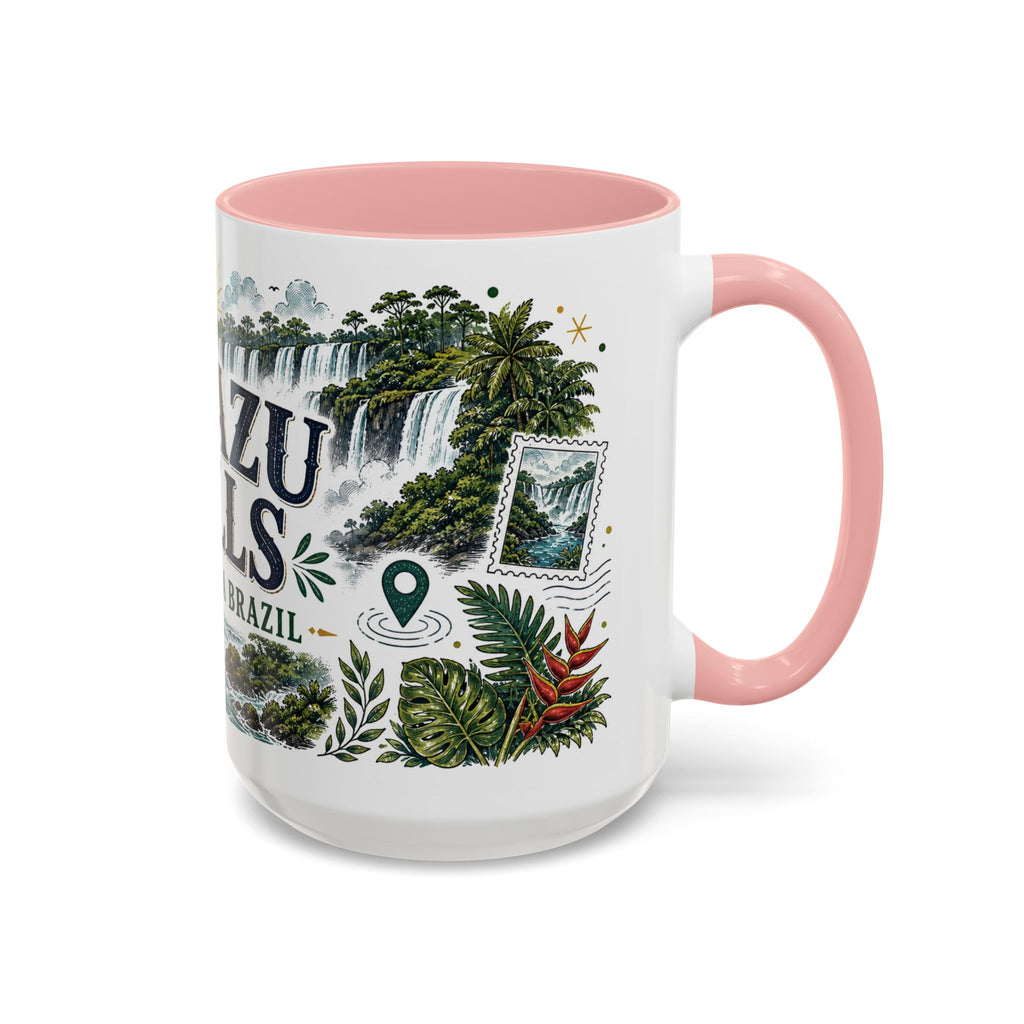 Iguazu Falls Coffee Mug | Travel Destination Souvenir Gift | Accent Color Ceramic 11oz 15oz