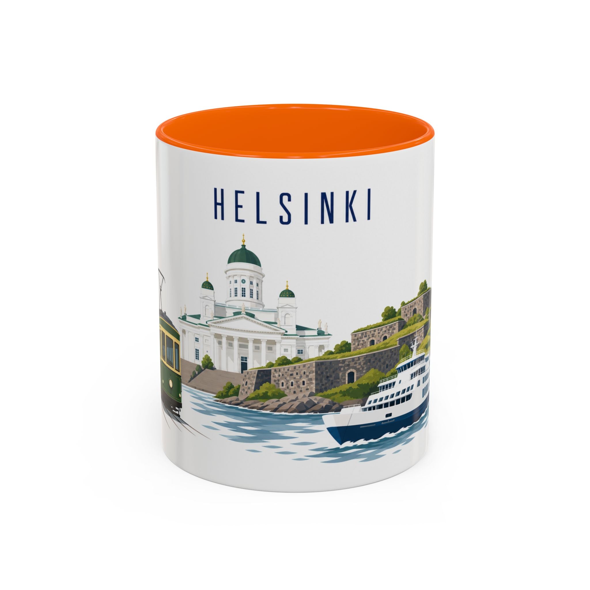 Helsinki Coffee Mug | Finland Travel Souvenir | Porcelain Decal City Gift | 11oz 15oz Accent Mug