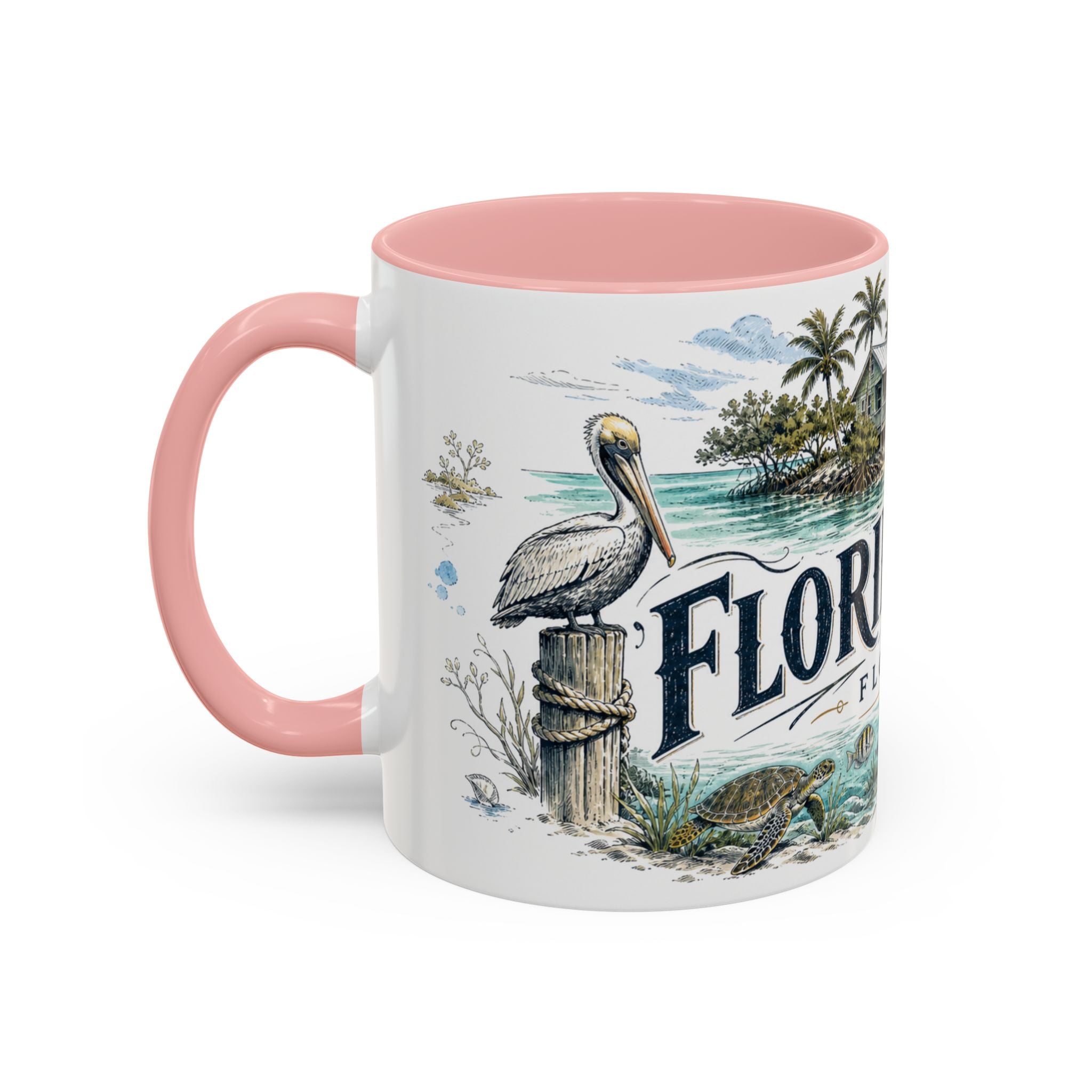 Florida Keys Mug, Florida Travel Souvenir, Bucket List Gift, Accent Ceramic Coffee Mug 11oz 15oz