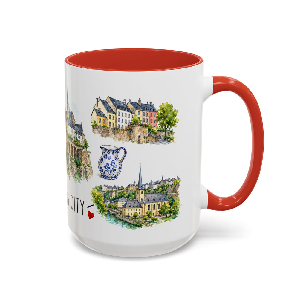 Luxembourg City Illustrated Travel Mug | City Souvenir Accent Coffee Mug | 11oz 15oz Ceramic Cup