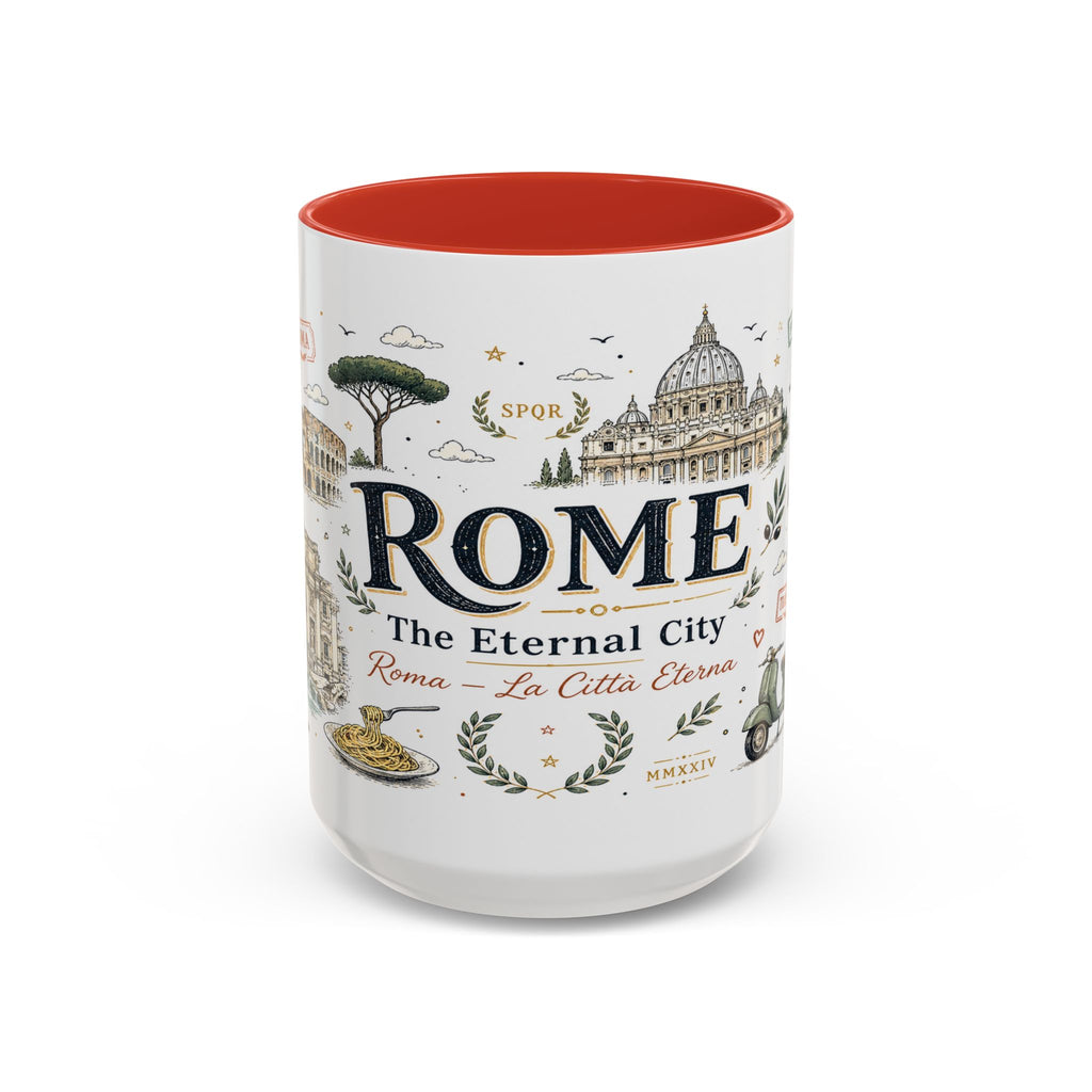 Rome Coffee Mug | Italy Souvenir Travel Gift | Accent Color Ceramic 11oz 15oz