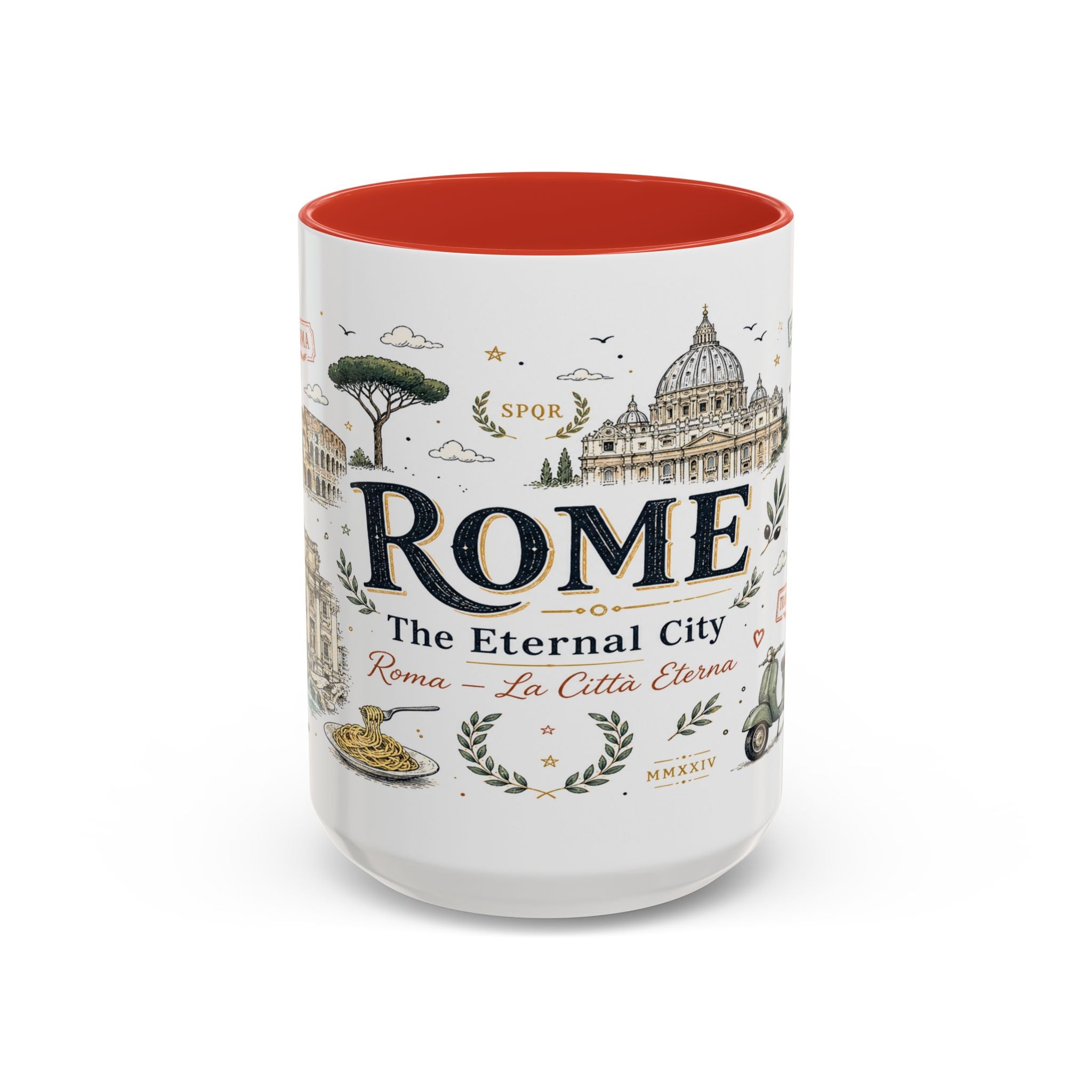 Rome Coffee Mug | Italy Souvenir Travel Gift | Accent Color Ceramic 11oz 15oz