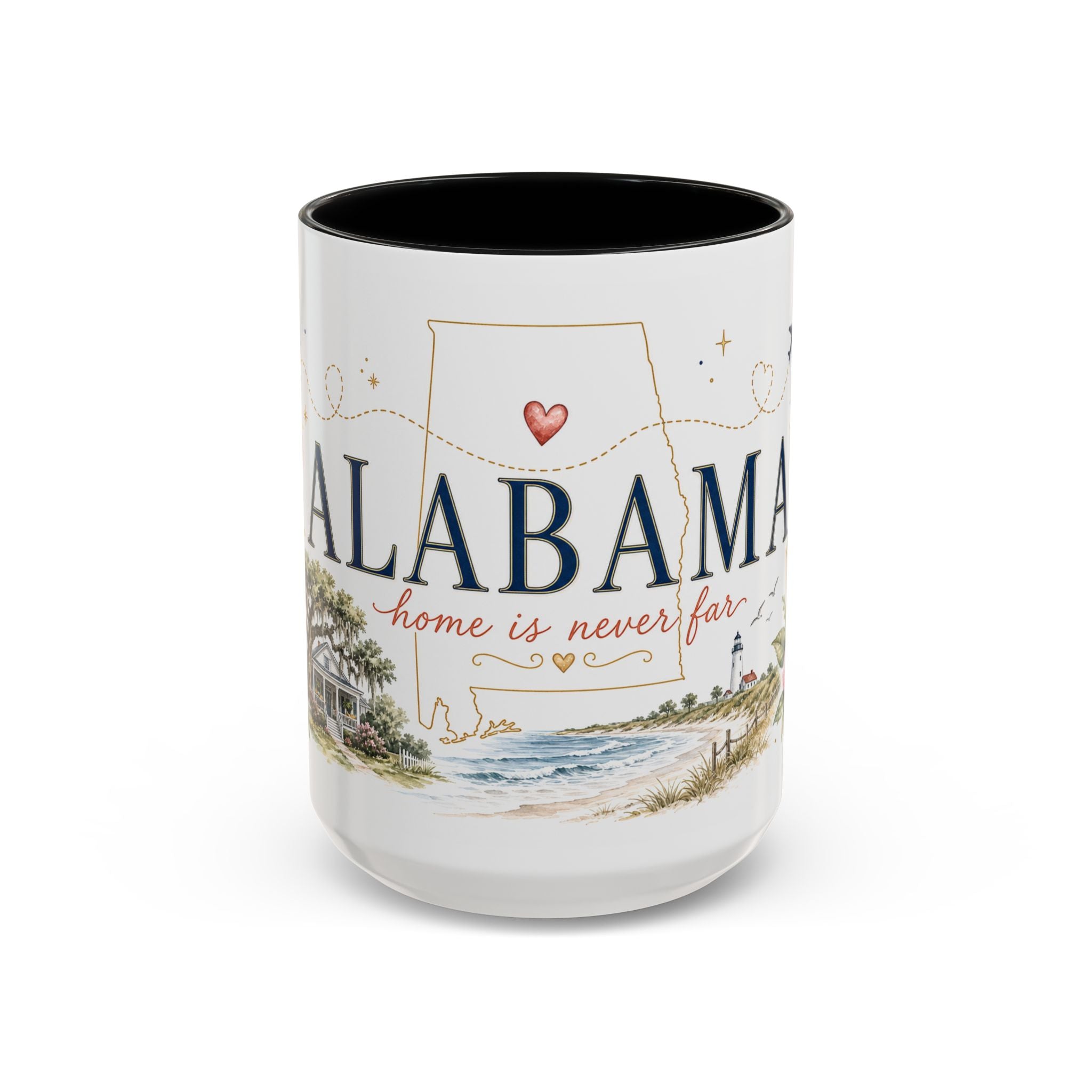 Alabama State Map Mug | Coastal Scenery, Botanical Accents, Homesick Gift