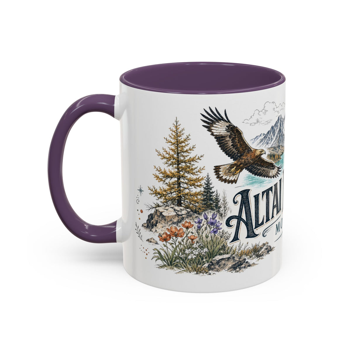 Altai Mountains Mug, Mongolia Travel Souvenir, Bucket List Gift, Accent Ceramic Coffee Mug 11oz 15oz
