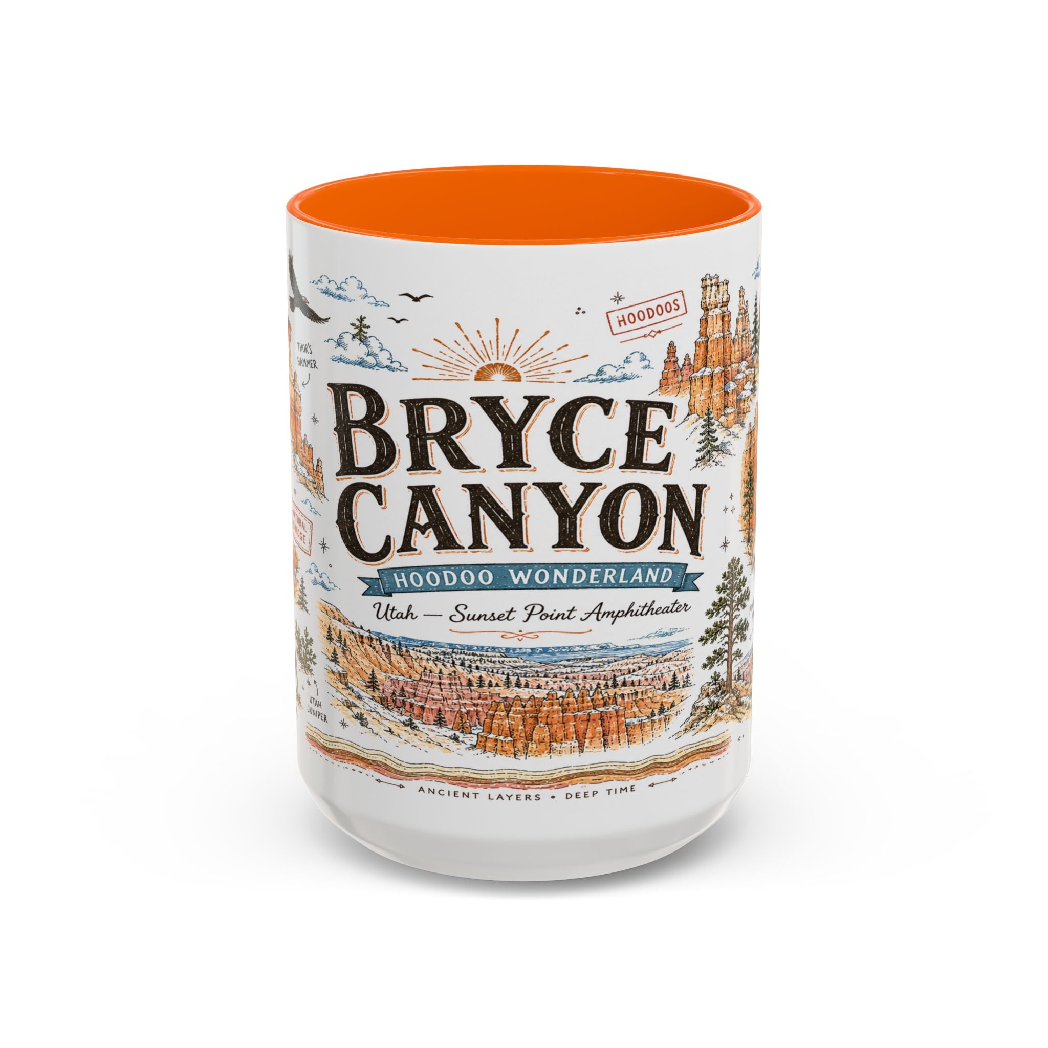 Bryce Canyon Coffee Mug | National Park Hiking Utah Gift | Accent Color Ceramic 11oz 15oz
