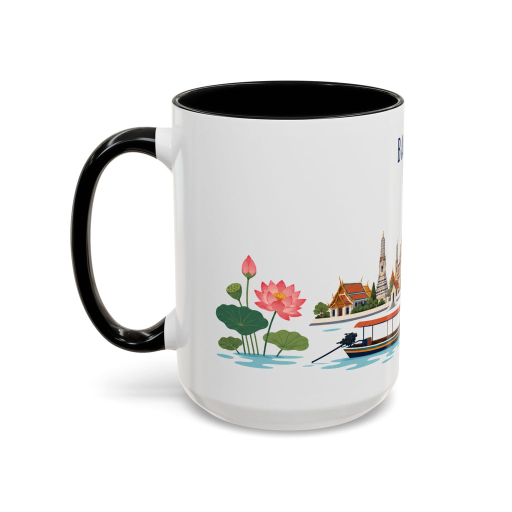 Bangkok Coffee Mug | Thailand Travel Souvenir | Porcelain Decal City Gift | 11oz 15oz Accent Mug