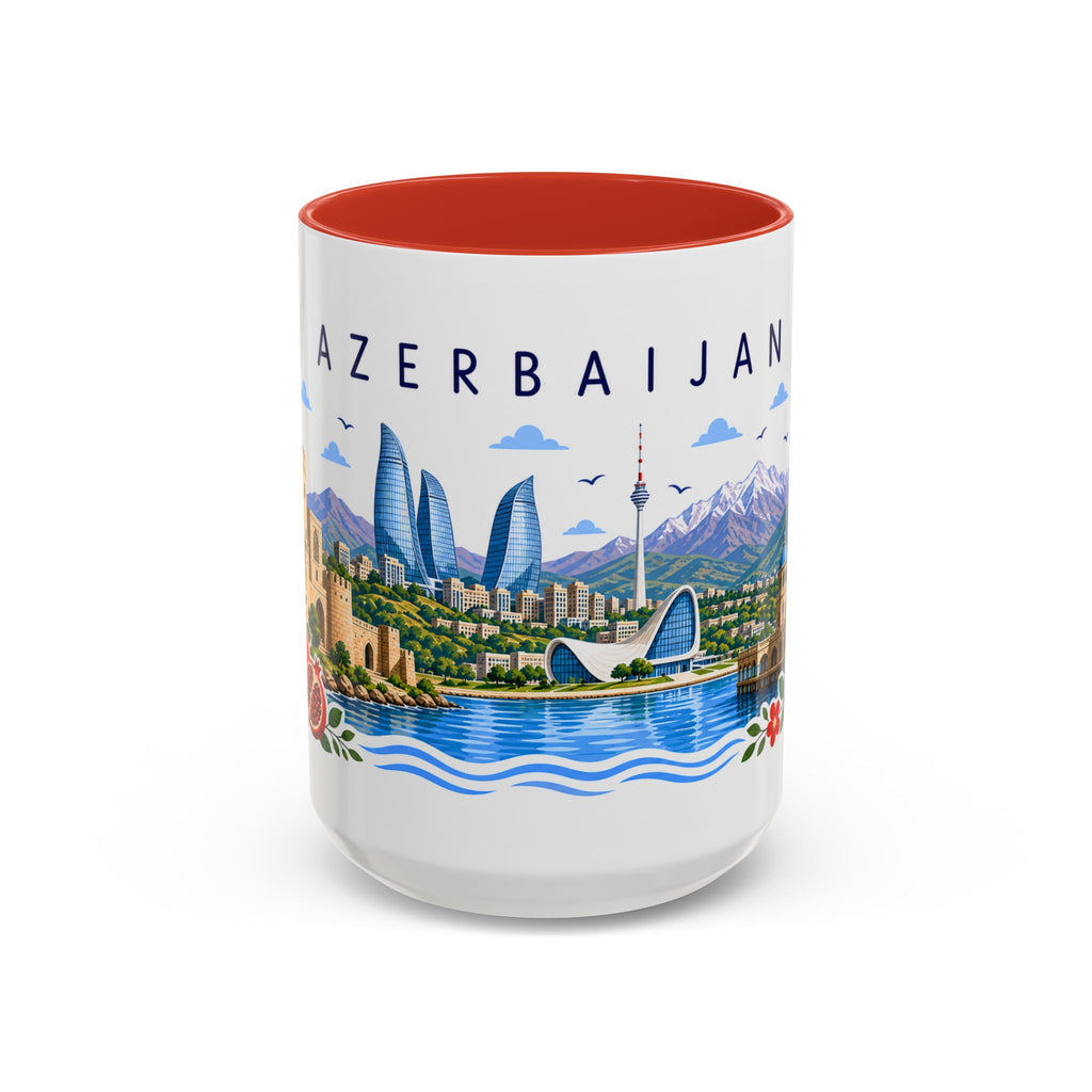 Azerbaijan Coffee Mug | Travel Souvenir Accent Mug | Place Gift Ceramic Cup 11oz 15oz