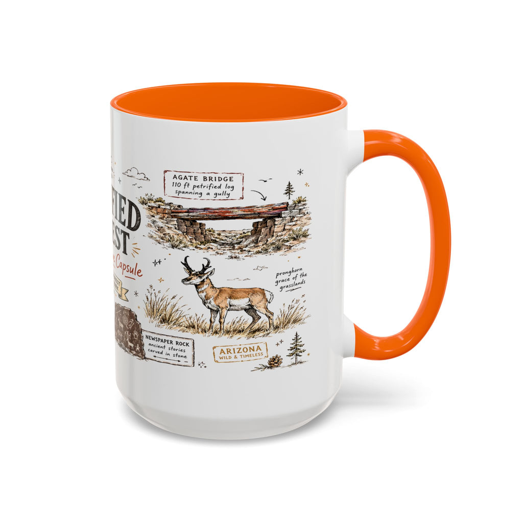 Petrified Forest National Park Coffee Mug | Arizona Painted Desert Fossil Gift | Accent Color Ceramic 11oz 15oz