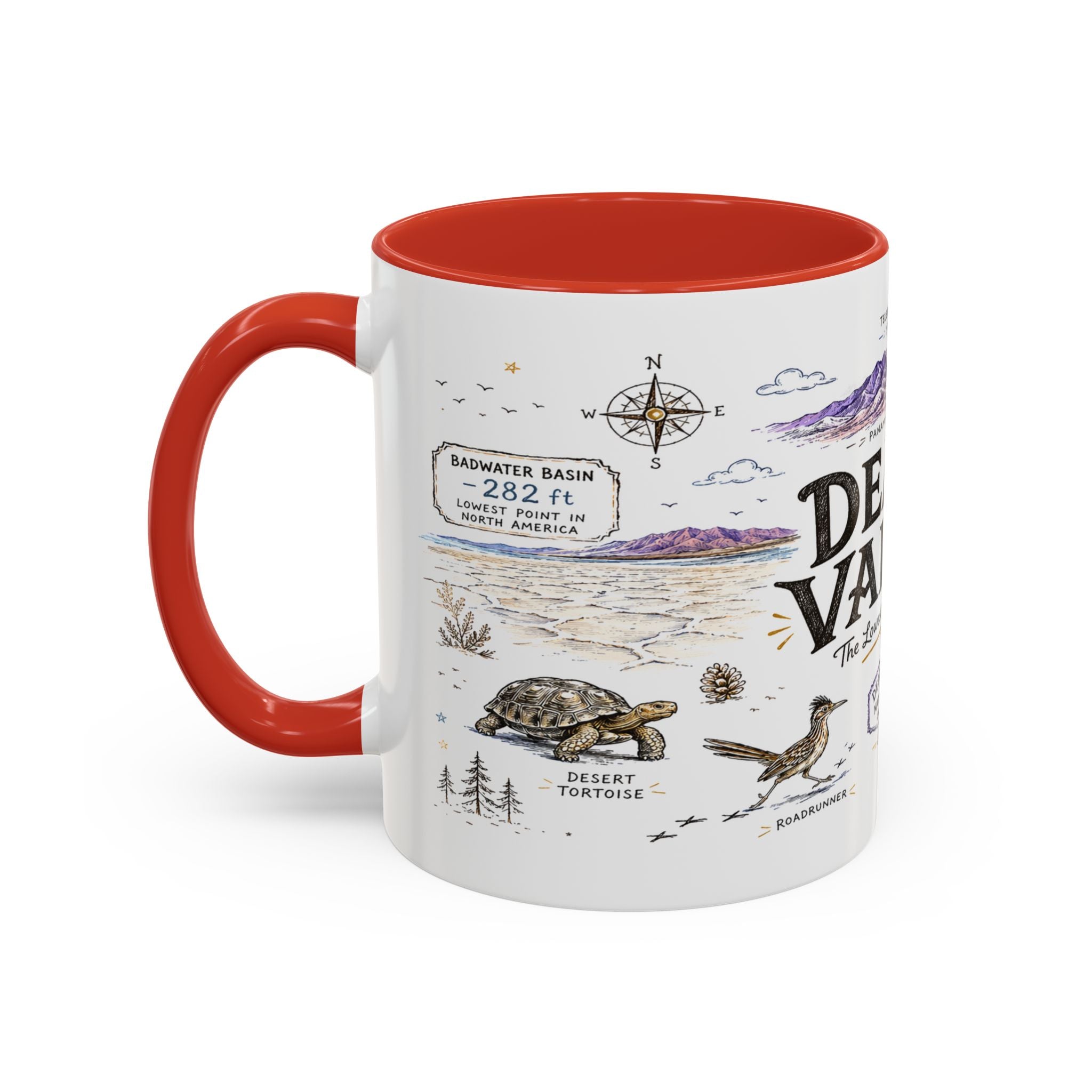 Death Valley National Park Coffee Mug | California Desert Hiking Camping Gift | Accent Color Ceramic 11oz 15oz