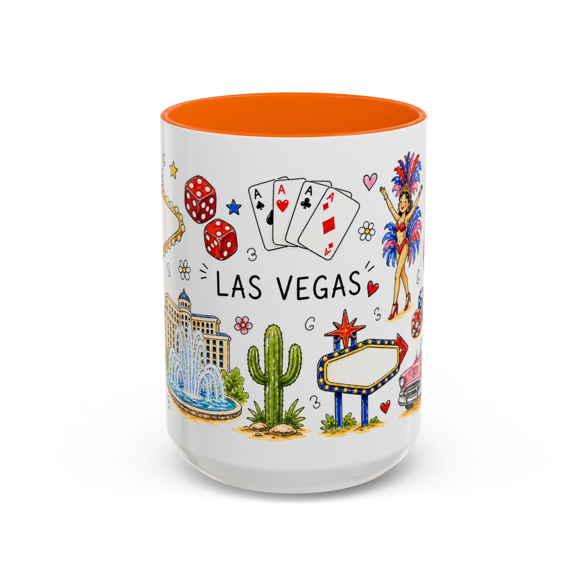 Las Vegas Illustrated Travel Mug | City Souvenir Accent Coffee Mug | 11oz 15oz Ceramic Cup