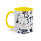 America 250 Coffee Mug | 1776-2026 Patriotic 4th of July Gift | Accent Color Ceramic 11oz 15oz