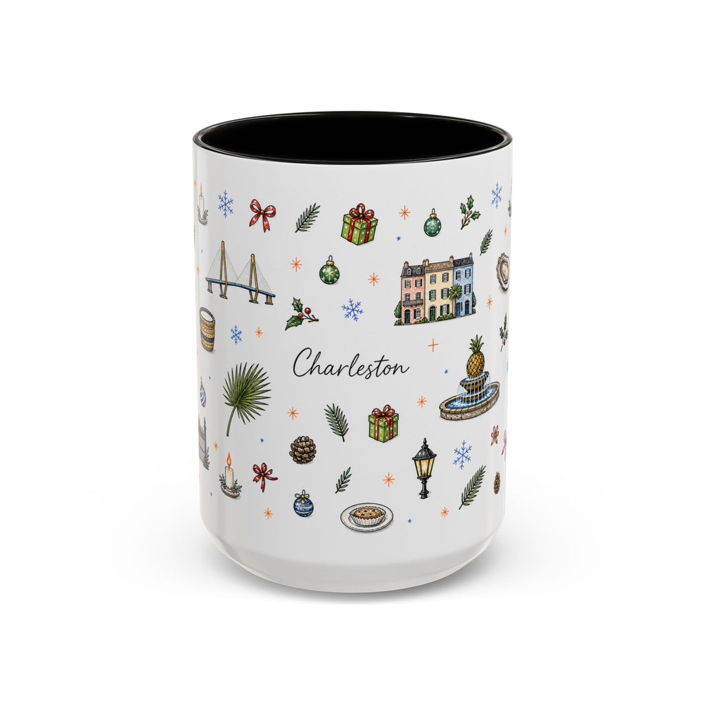 Charleston Christmas Mug | Watercolor City Souvenir, Holiday Travel Gift (11oz/15oz)