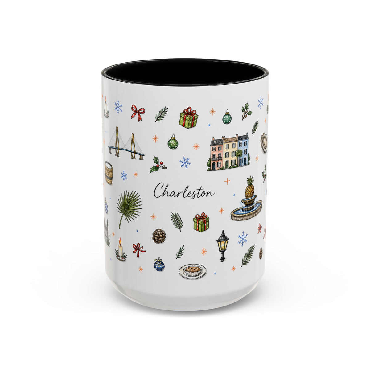 Charleston Christmas Mug | Watercolor City Souvenir, Holiday Travel Gift (11oz/15oz)