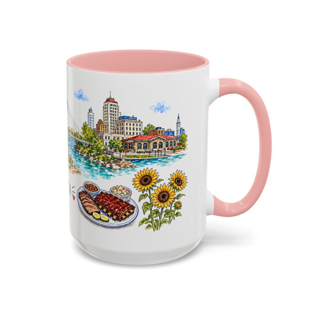 Wichita Illustrated Travel Mug | City Souvenir Accent Coffee Mug | 11oz 15oz Ceramic Cup