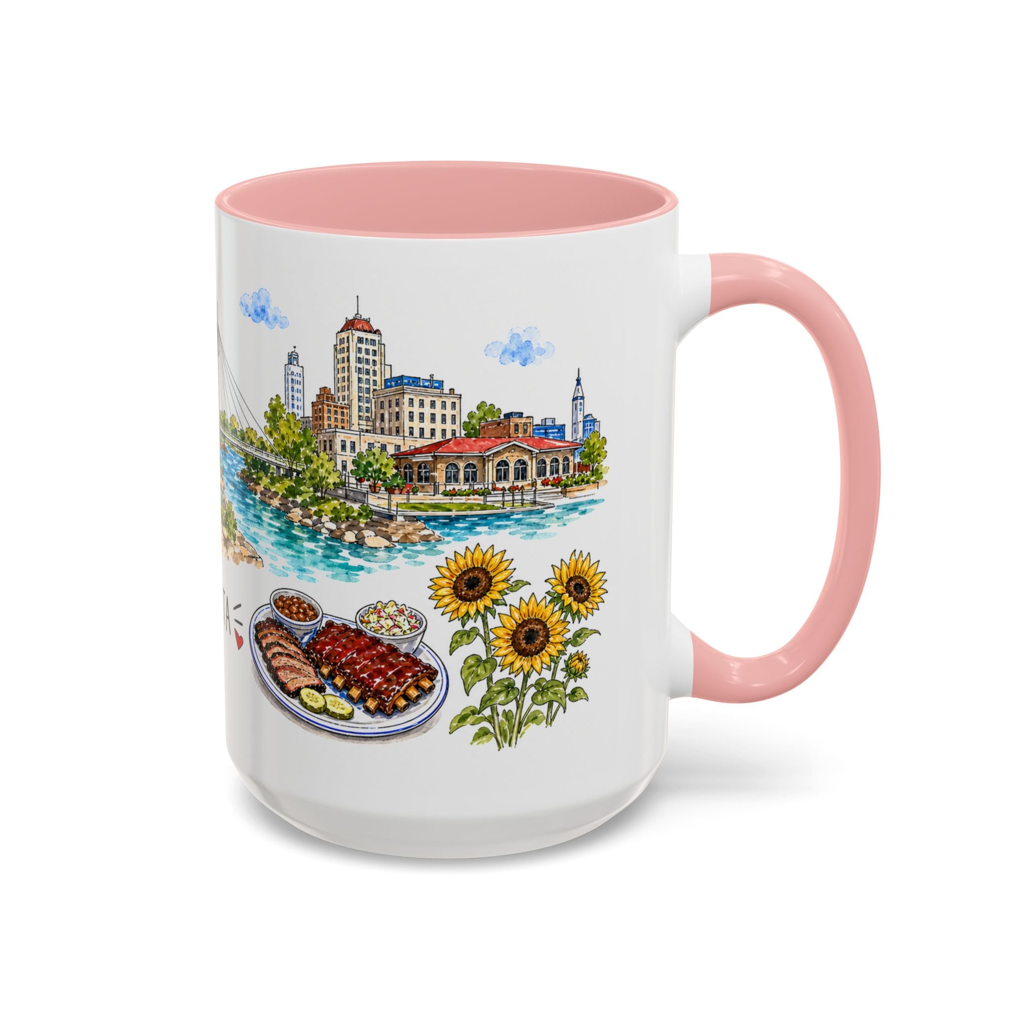 Wichita Illustrated Travel Mug | City Souvenir Accent Coffee Mug | 11oz 15oz Ceramic Cup