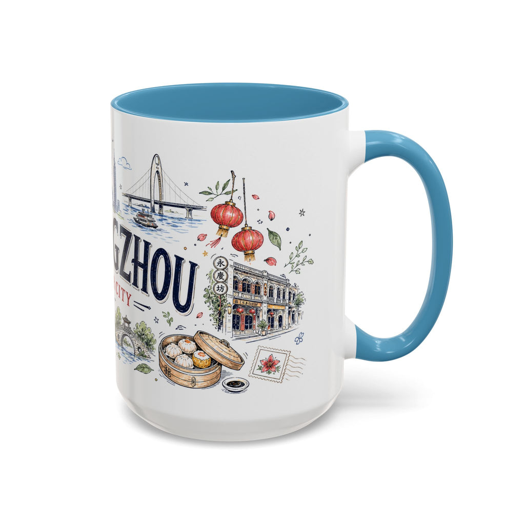 Guangzhou Coffee Mug | China Souvenir Travel Gift | Accent Color Ceramic 11oz 15oz