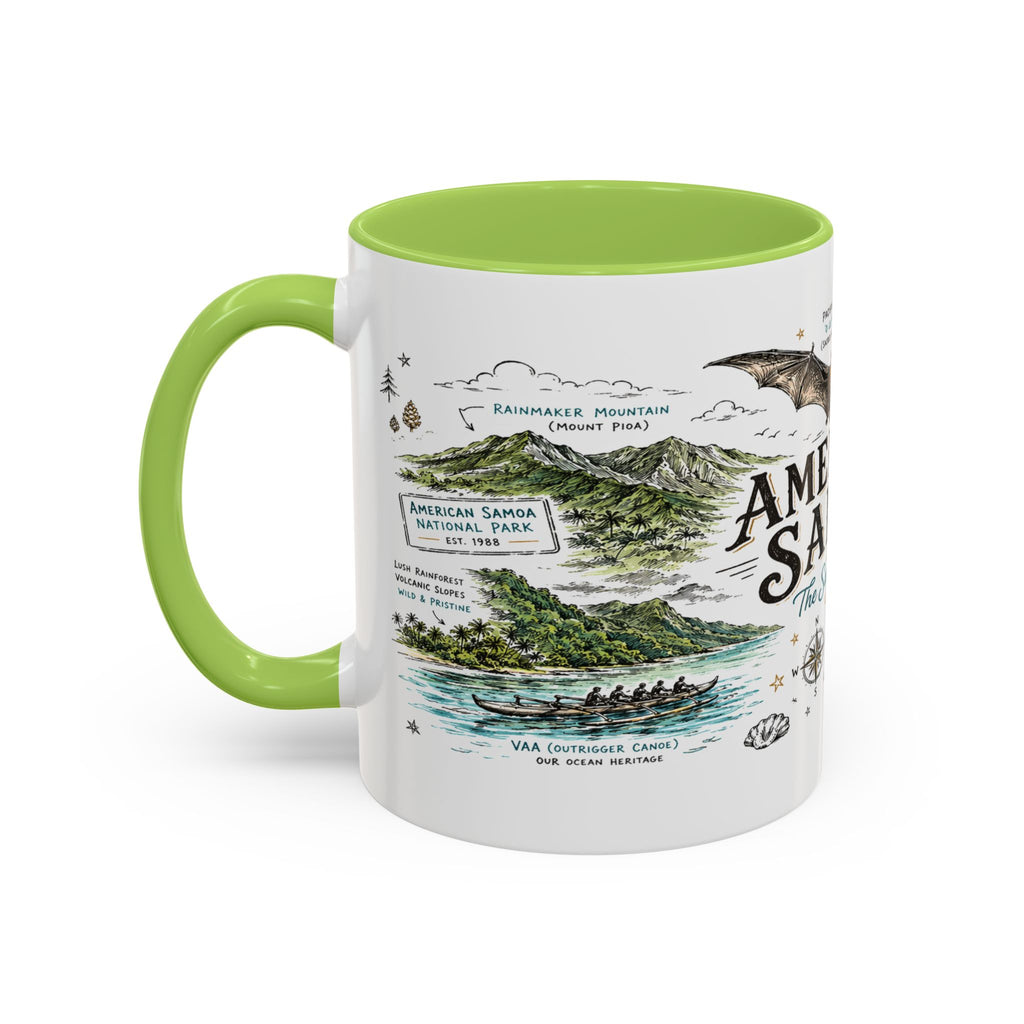 American Samoa National Park Coffee Mug | Pacific Island Rainforest Reef Gift | Accent Color Ceramic 11oz 15oz