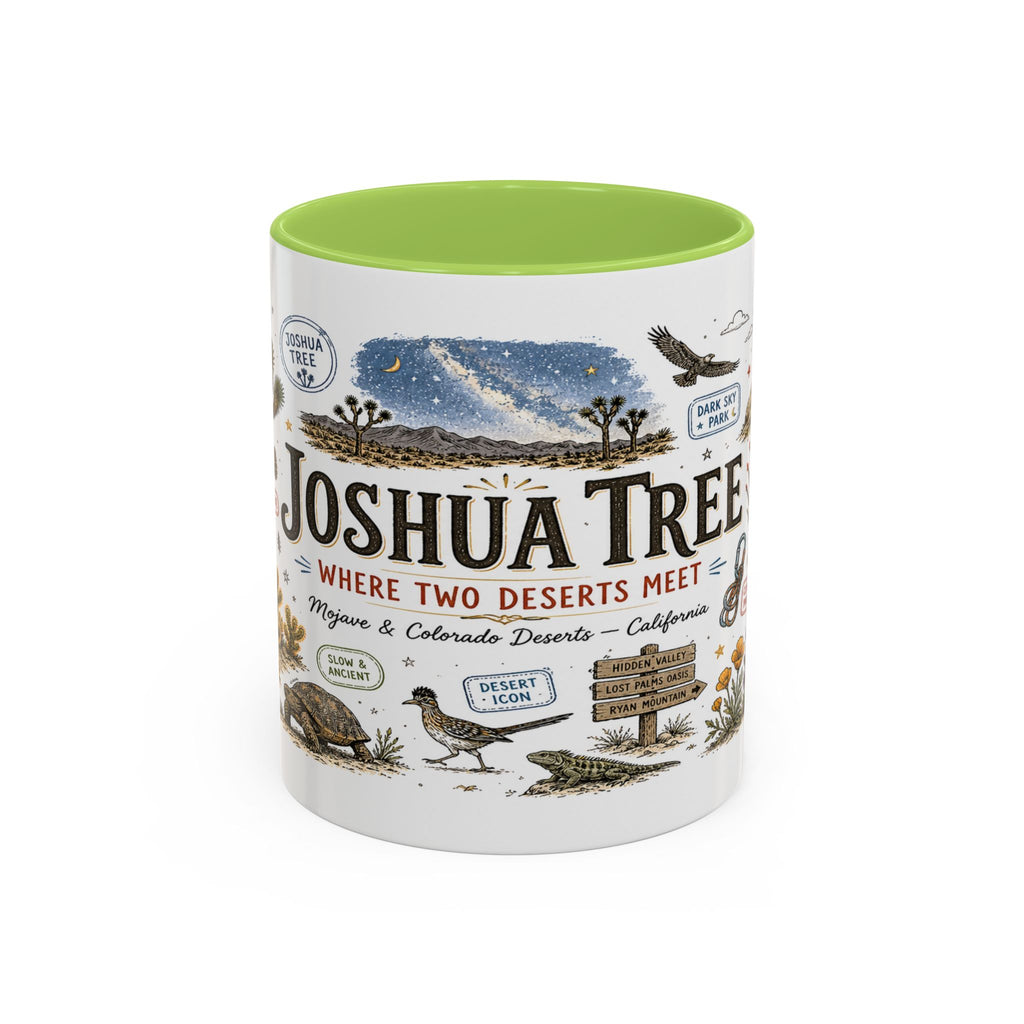 Joshua Tree Coffee Mug | National Park Desert Camping Gift | Accent Color Ceramic 11oz 15oz