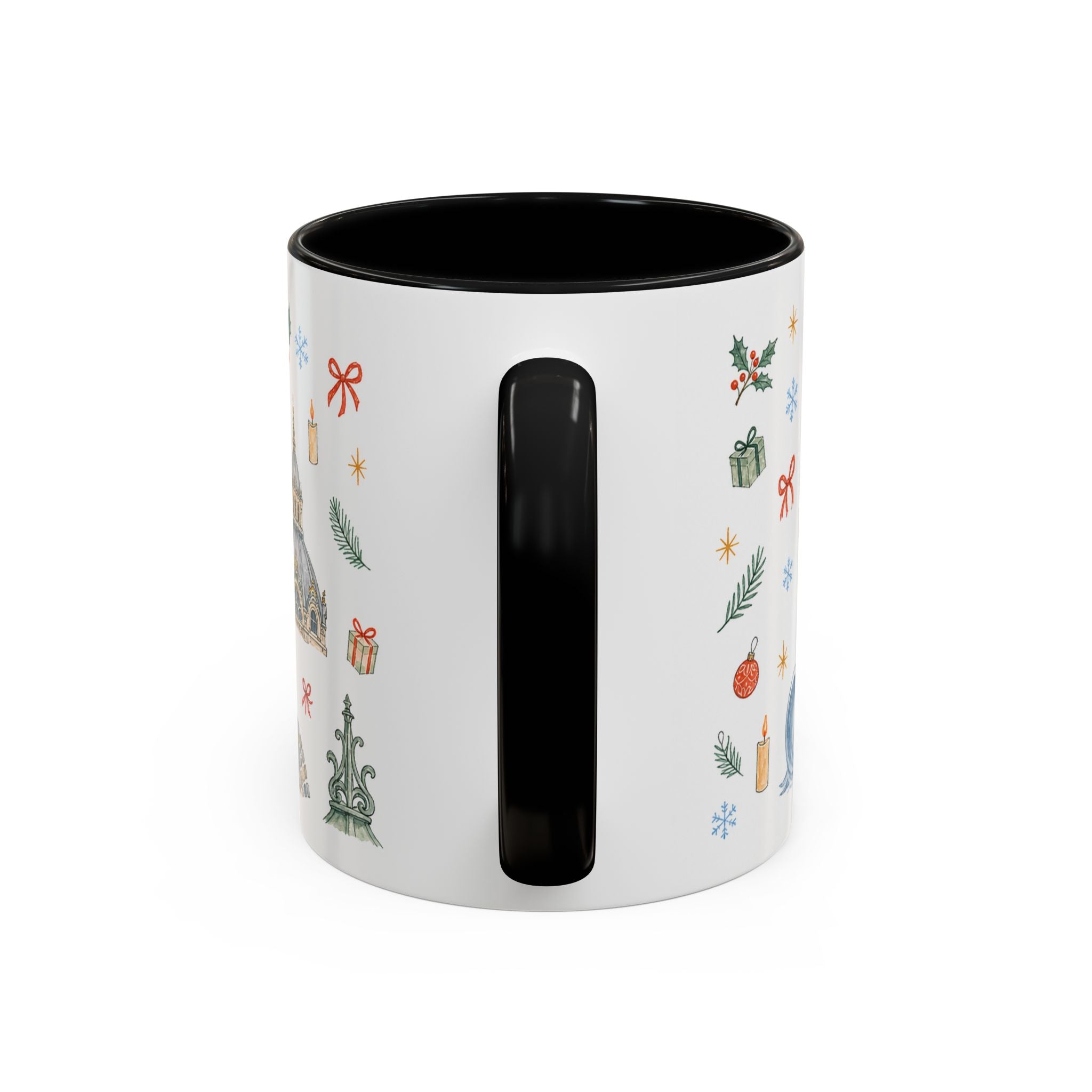Antwerp Christmas Mug | Watercolor Travel Souvenir | Holiday Gift | Accent Ceramic Coffee Cup 11oz 15oz