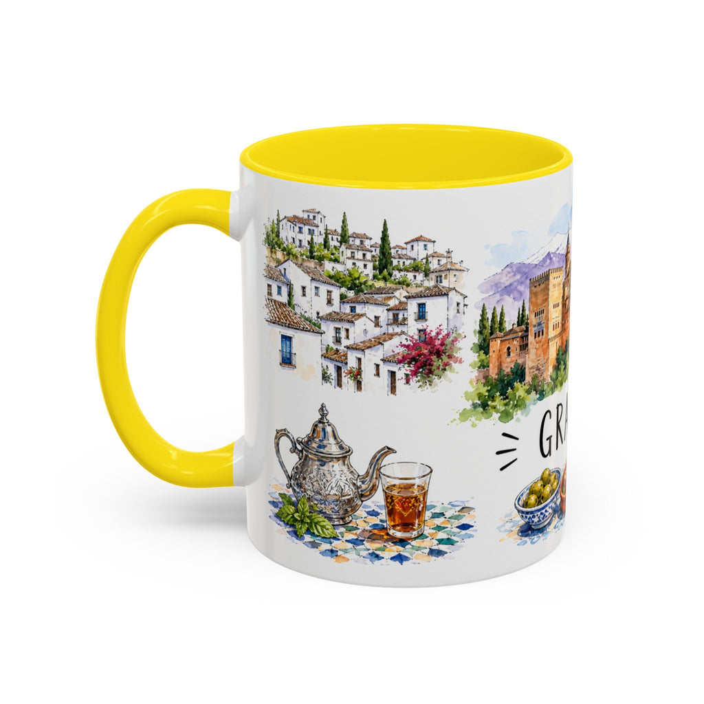 Granada Illustrated Travel Mug | City Souvenir Accent Coffee Mug | 11oz 15oz Ceramic Cup