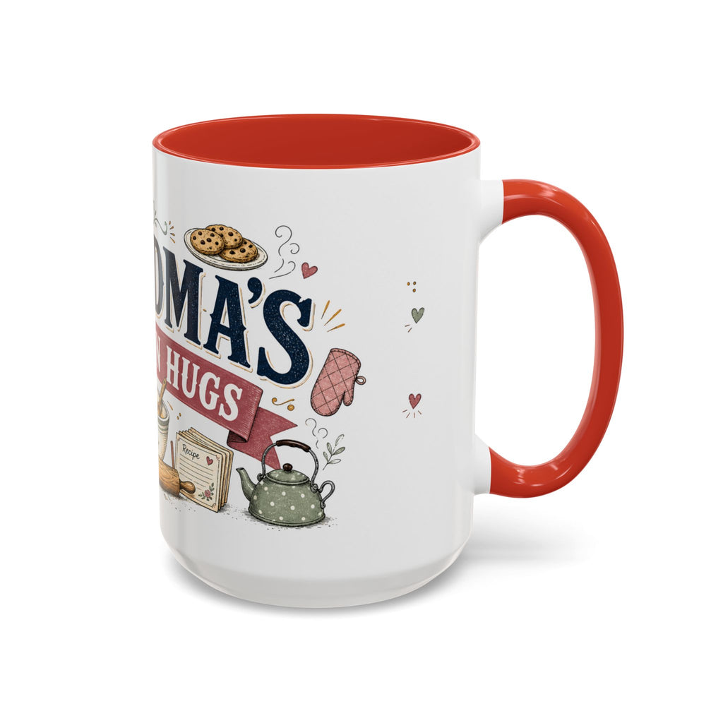 Grandma's Kitchen Hugs Coffee Mug | Gift From Grandkids | Accent Color Ceramic 11oz 15oz