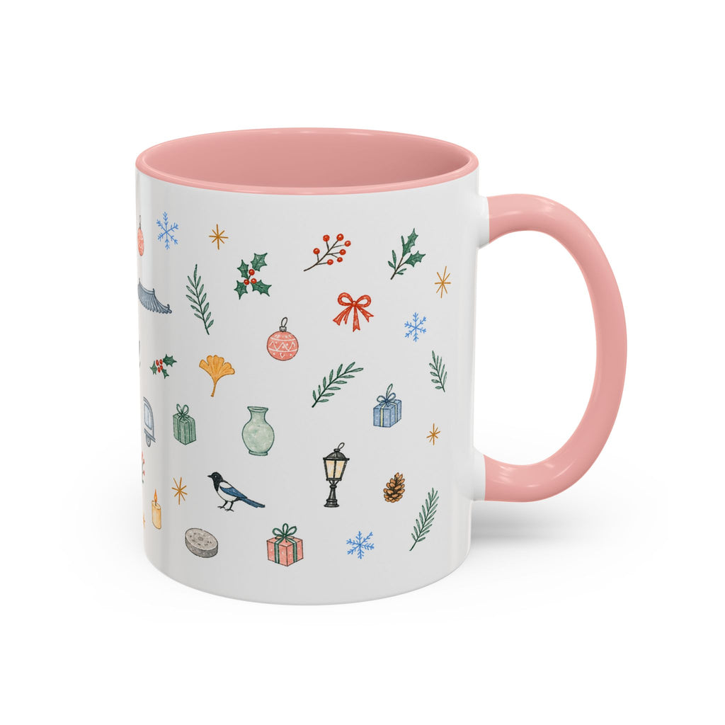 Seoul Christmas Mug | Watercolor Travel Souvenir | Holiday Gift | Accent Ceramic Coffee Cup 11oz 15oz