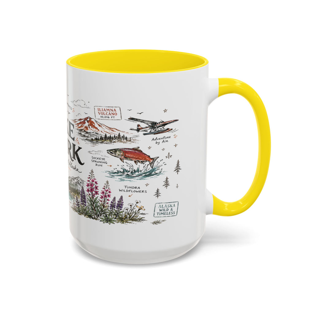 Lake Clark National Park Coffee Mug | Alaska Fly-in Wilderness Adventure Gift | Accent Color Ceramic 11oz 15oz
