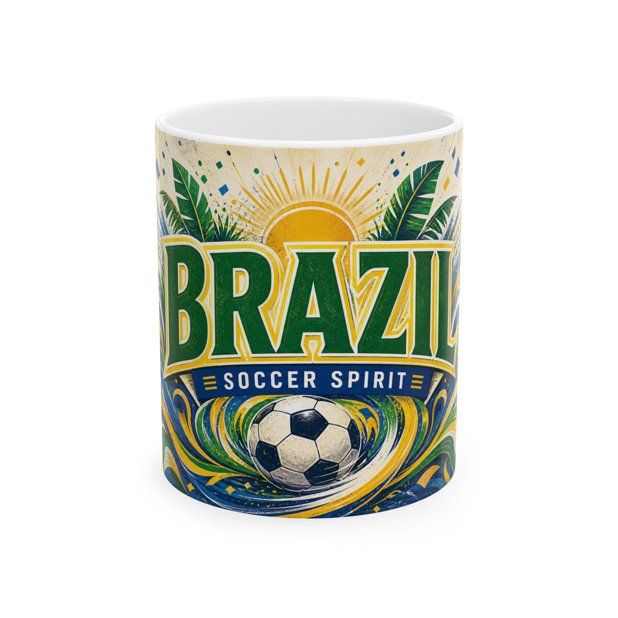 Brazil Soccer Spirit Coffee Mug | Soccer Fan Gift | Ceramic 11oz 15oz Match Day Cup
