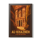 Al-Khazneh Petra Jordan Framed Poster | Vintage Travel Wall Art | Black Walnut White Frame | 16x24 20x30