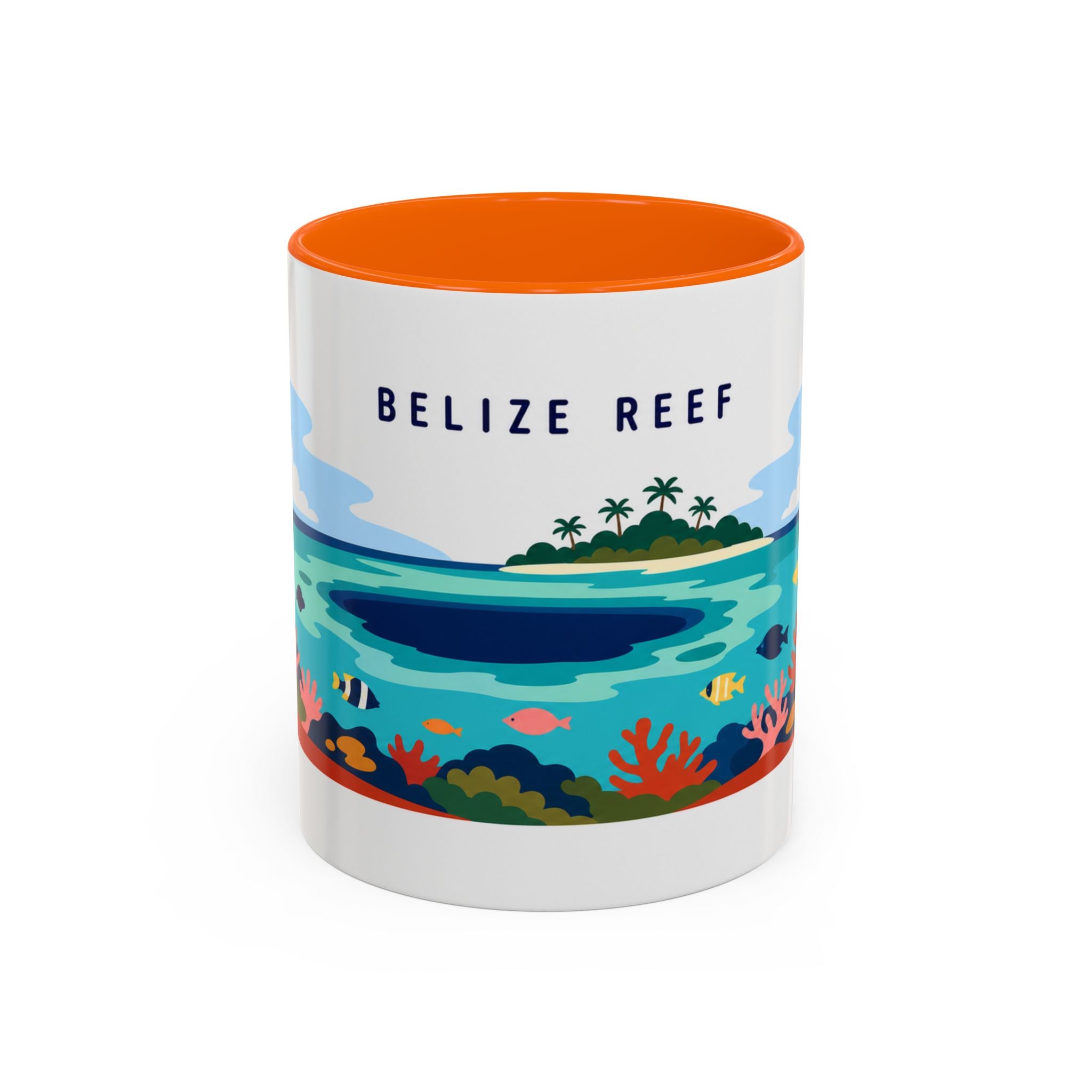 Belize Reef Coffee Mug | Travel Destination Souvenir Gift | Accent Color Ceramic 11oz 15oz
