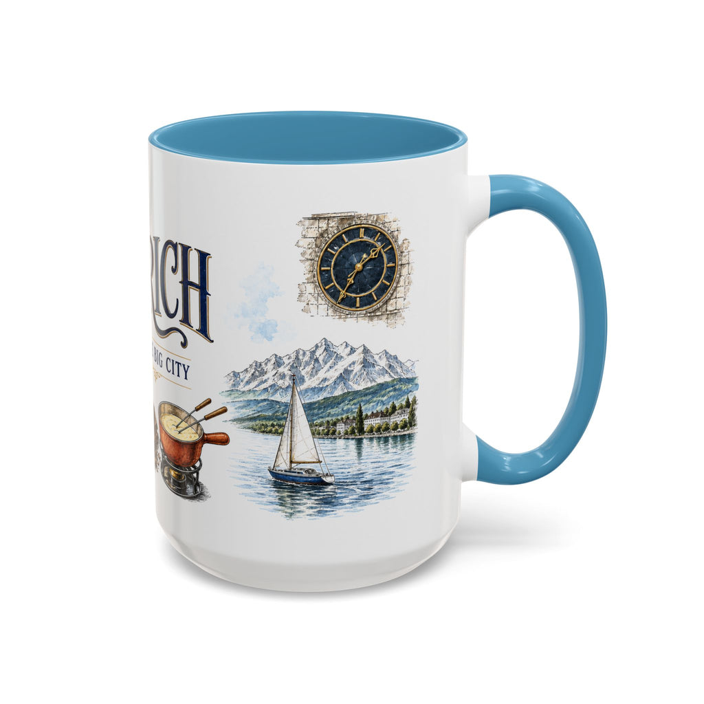 Zurich Coffee Mug | Switzerland Travel Souvenir | Vintage Illustrated City Gift | 11 oz 15 oz Accent Mug