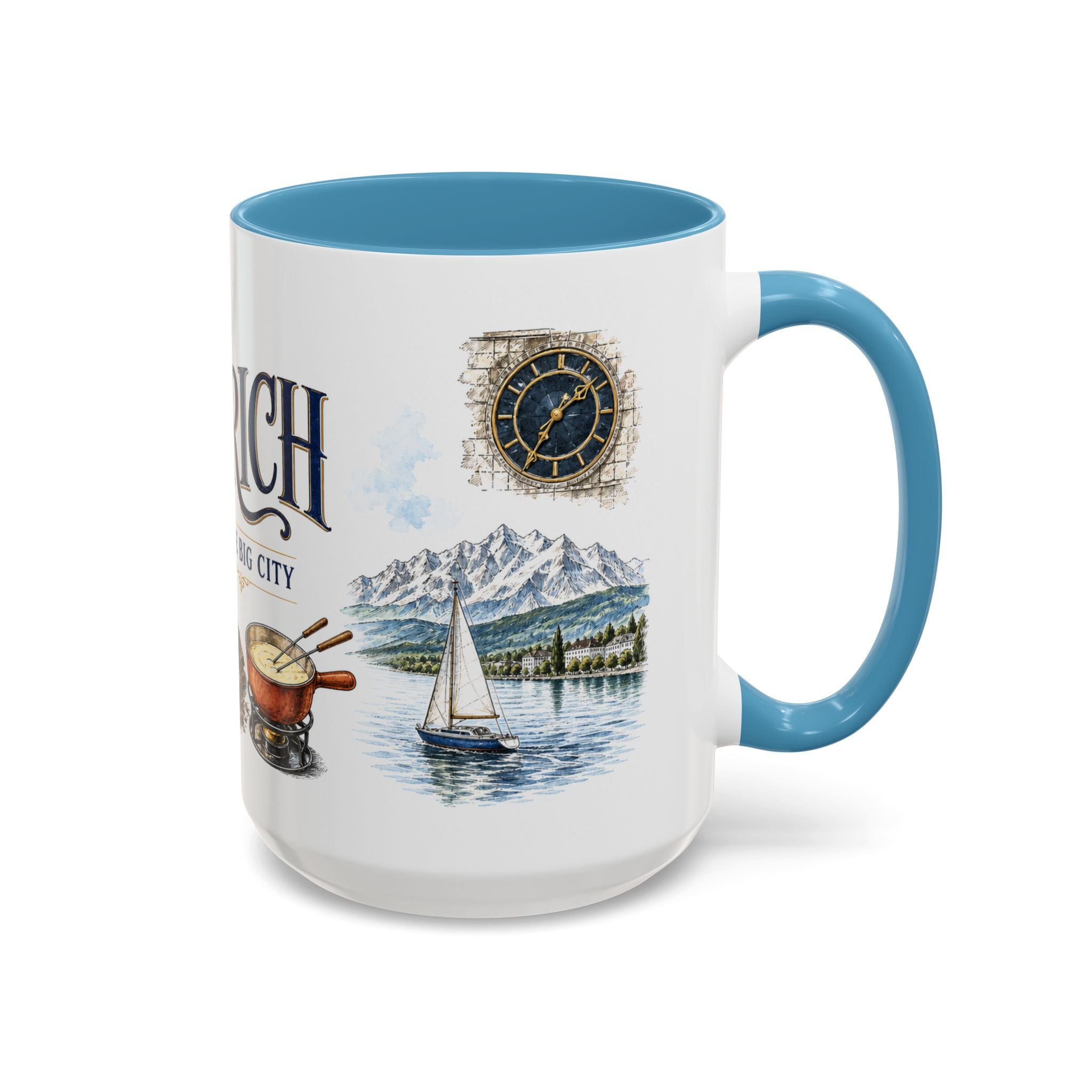 Zurich Coffee Mug | Switzerland Travel Souvenir | Vintage Illustrated City Gift | 11 oz 15 oz Accent Mug