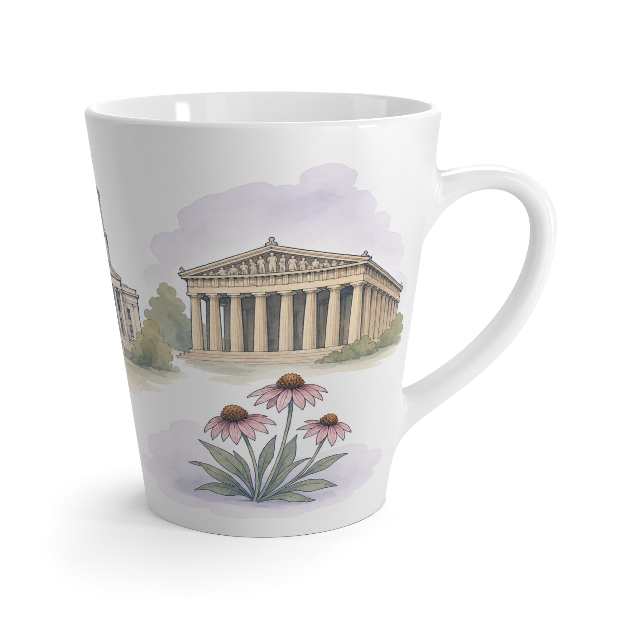 Nashville Latte Mug | Watercolor City Travel Mug | 12 oz Ceramic Souvenir Gift