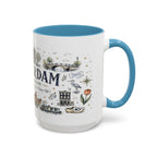 Amsterdam Coffee Mug | Netherlands Souvenir Travel Gift | Accent Color Ceramic 11oz 15oz