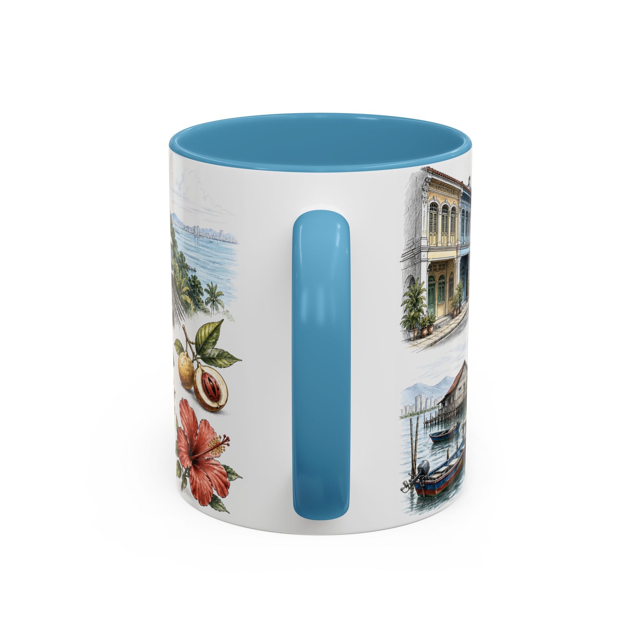 Penang Island Coffee Mug | Malaysia Travel Souvenir | Vintage Illustrated City Gift | 11 oz 15 oz Accent Mug