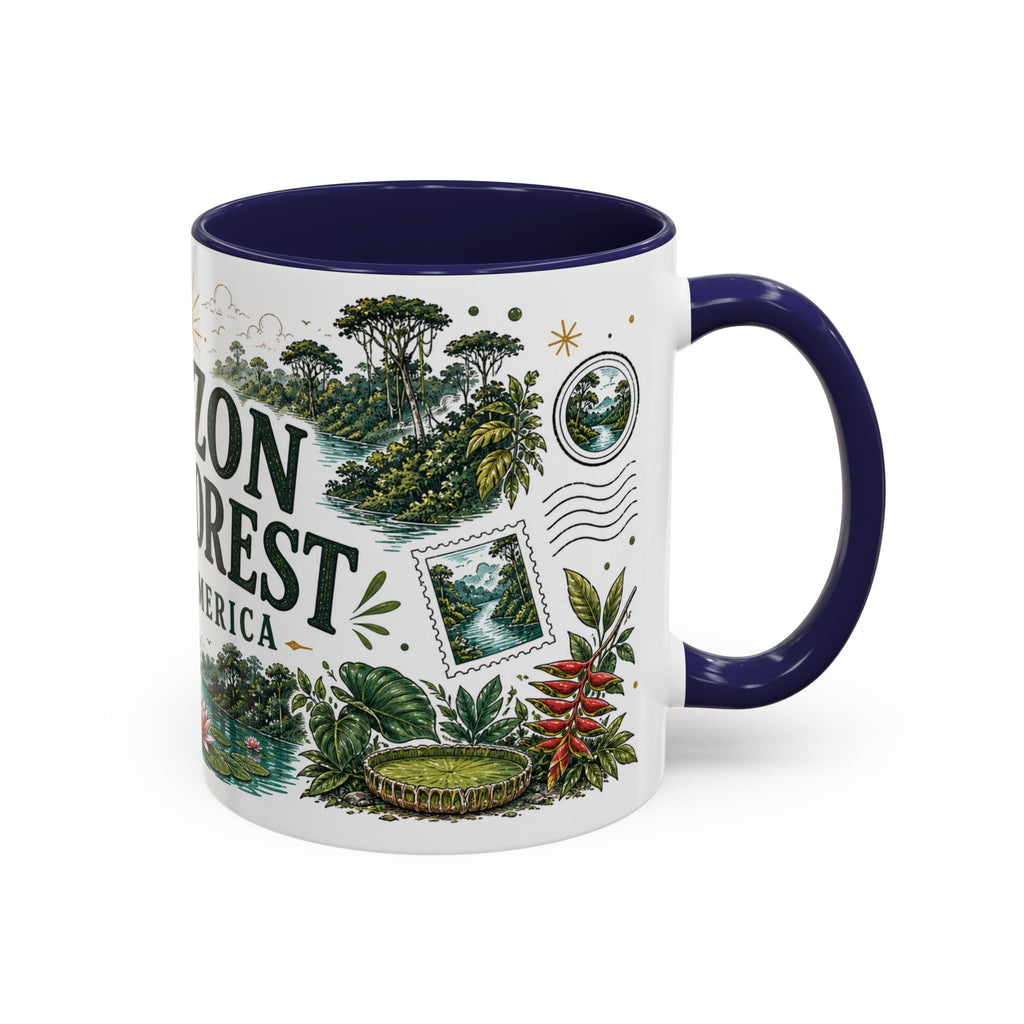 Amazon Rainforest Coffee Mug | Travel Destination Souvenir Gift | Accent Color Ceramic 11oz 15oz