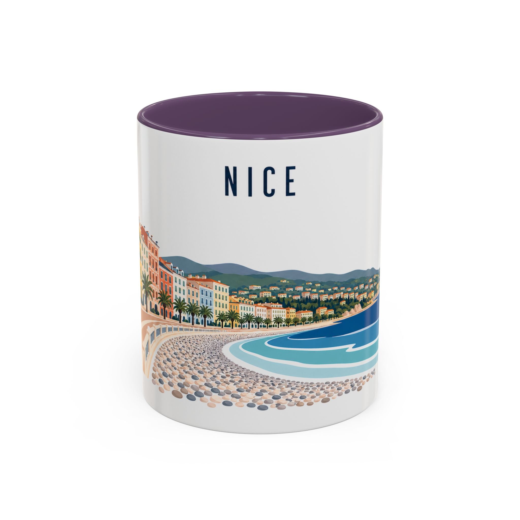 Nice Coffee Mug | France Travel Souvenir | Porcelain Decal City Gift | 11oz 15oz Accent Mug