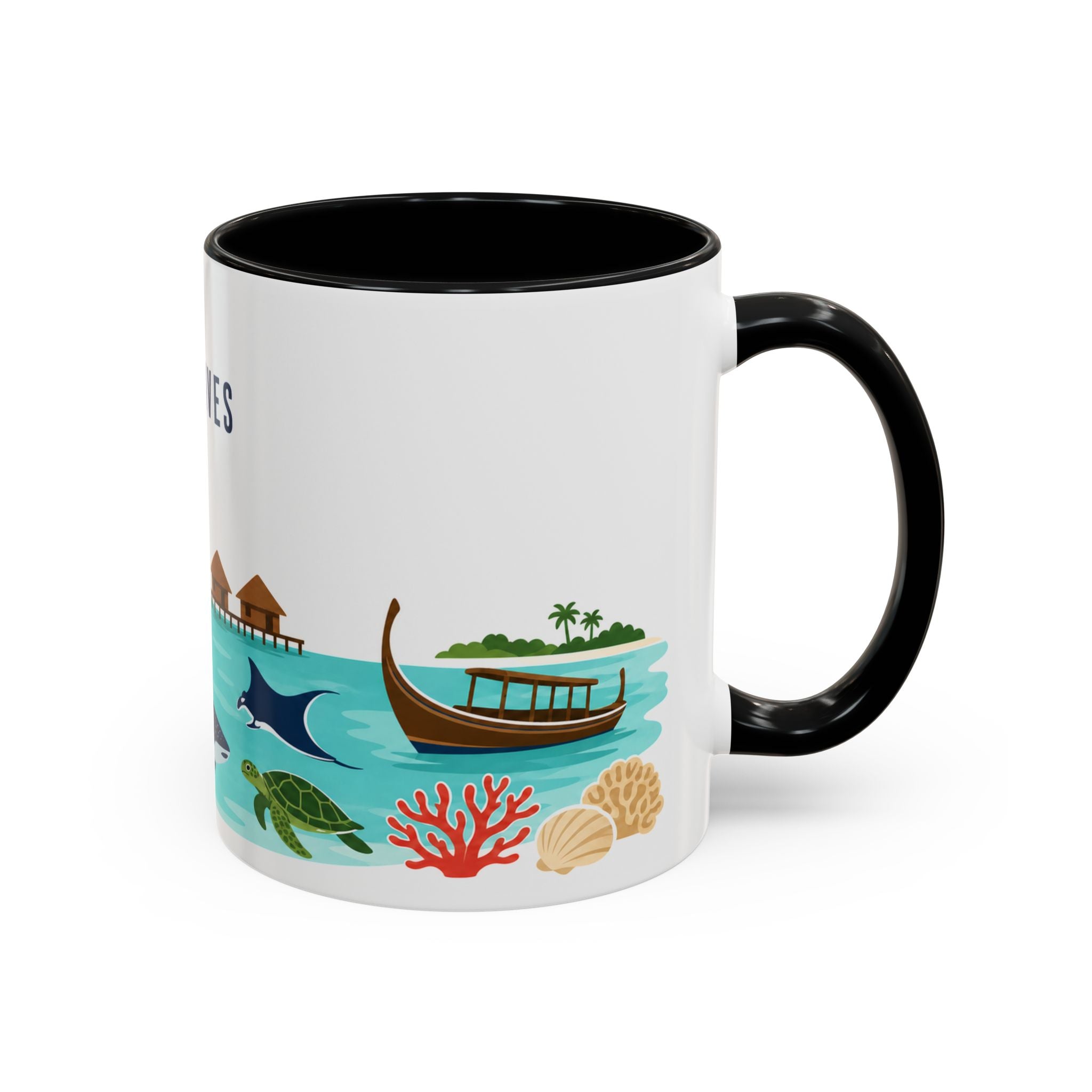 Maldives Coffee Mug | Travel Destination Souvenir Gift | Accent Color Ceramic 11oz 15oz