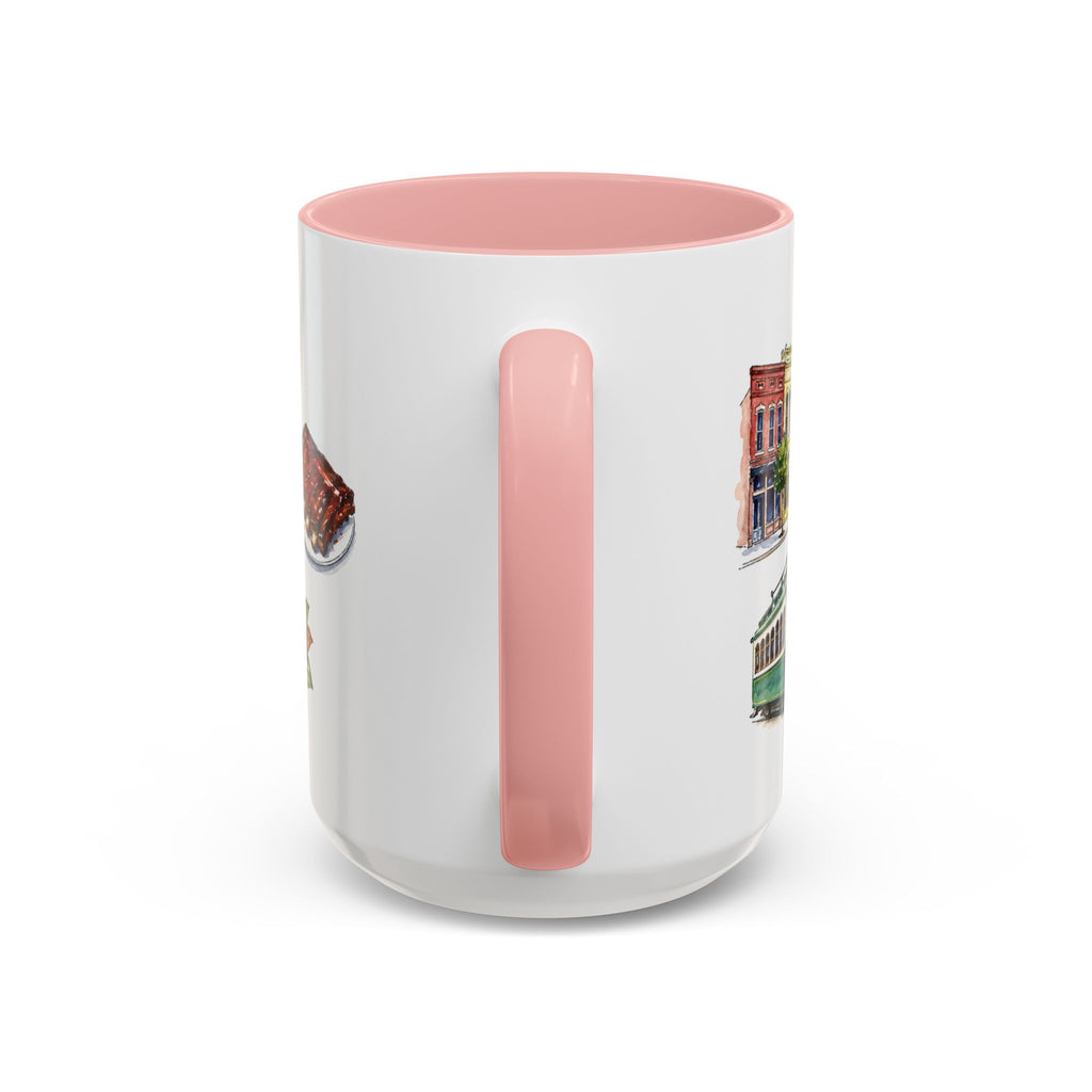 Memphis Illustrated Travel Mug | City Souvenir Accent Coffee Mug | 11oz 15oz Ceramic Cup