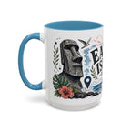 Easter Island Coffee Mug | Travel Destination Souvenir Gift | Accent Color Ceramic 11oz 15oz