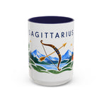 Sagittarius Zodiac Coffee Mug | Bow and Arrow Design | Astrology Birthday Gift | 11 oz 15 oz Ceramic Accent Mug